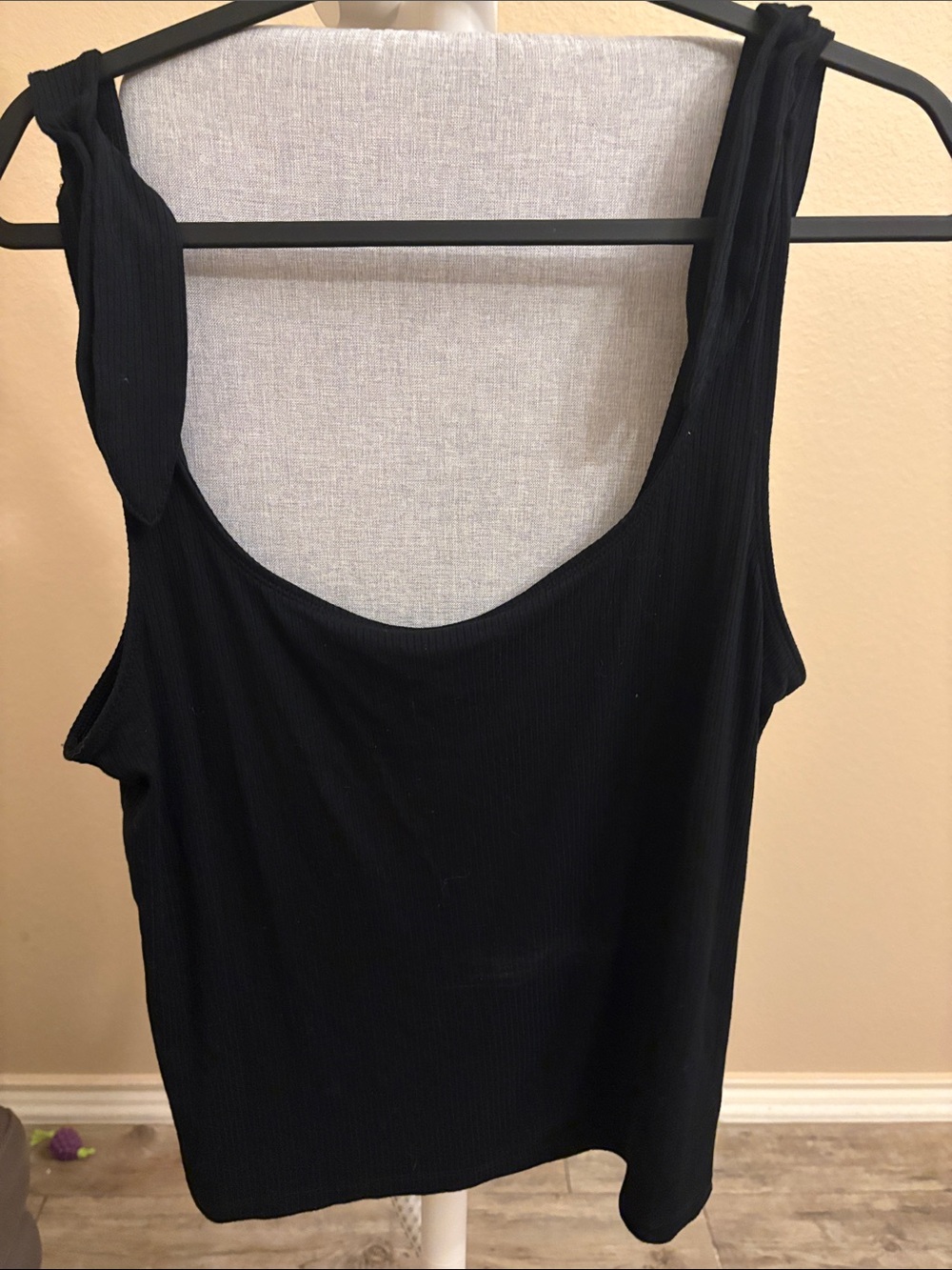 Banana Republic Black Ribbed Tie-Shoulder Tank